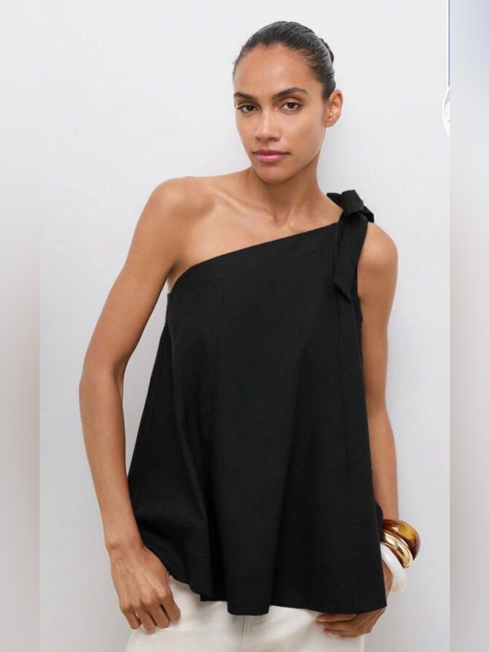One-Shoulder Black Women's Dress with Bow Knot Detail 4x(fits like 2X)